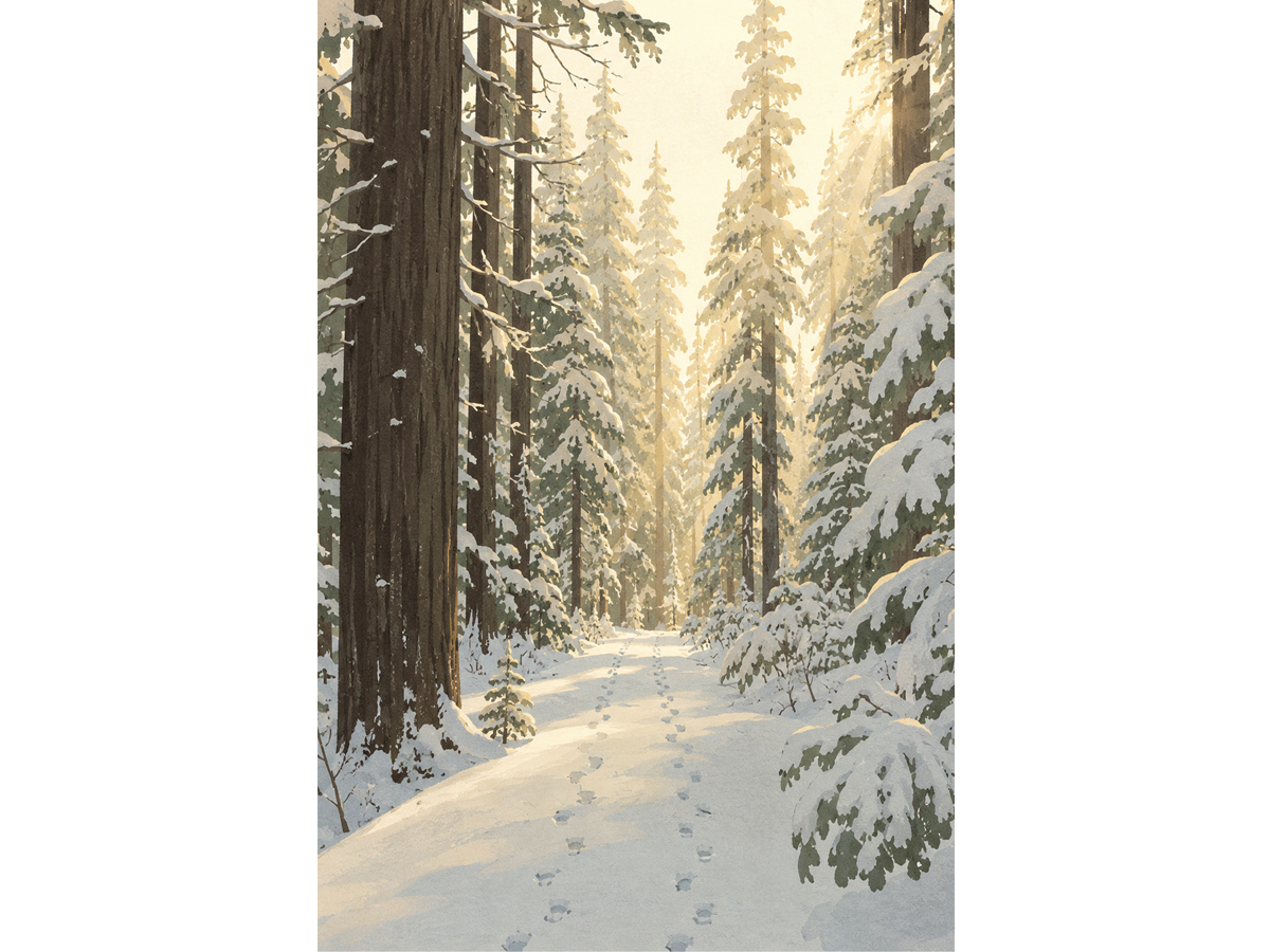 Yosemite Winter Trail Art Print | Snowy Forest Wall Art - Image 4